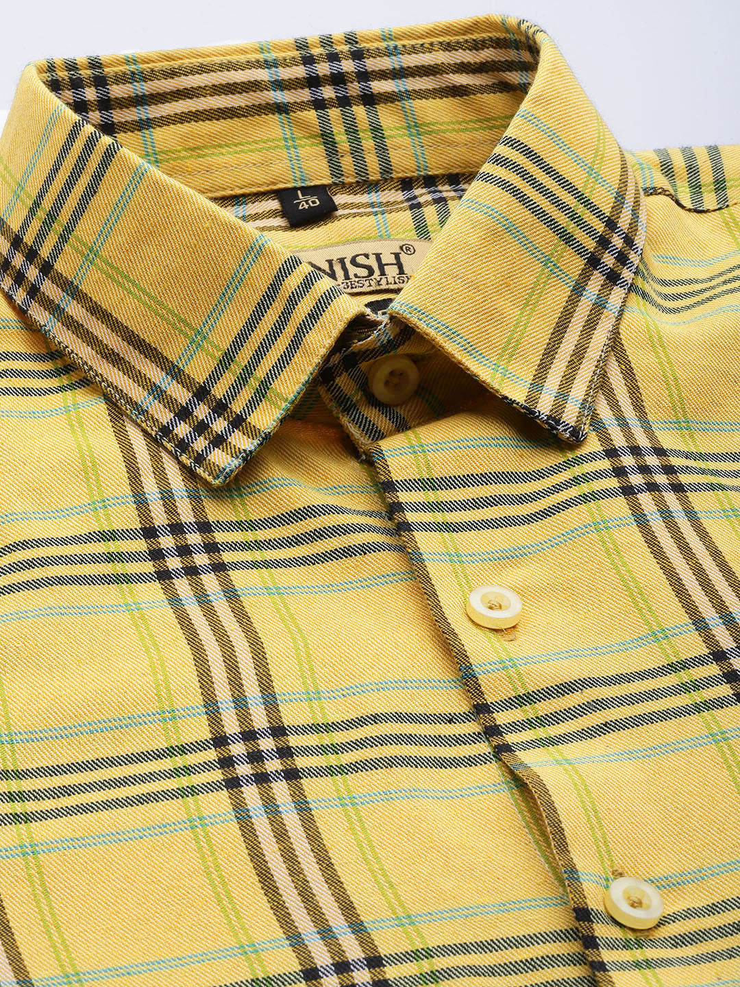 Jainish Men's Cotton Checked Formal Shirts ( SF 793Yellow ) | Grocsy