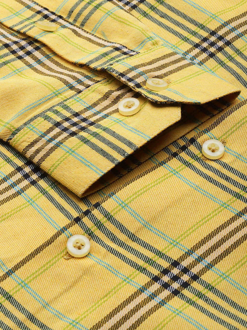 Jainish Men's Cotton Checked Formal Shirts ( SF 793Yellow ) | Grocsy