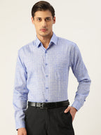 Jainish Men's Linen Cotton Polka Dots Formal Shirts ( SF 794Blue ) | Grocsy