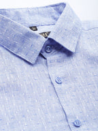 Jainish Men's Linen Cotton Polka Dots Formal Shirts ( SF 794Blue ) | Grocsy