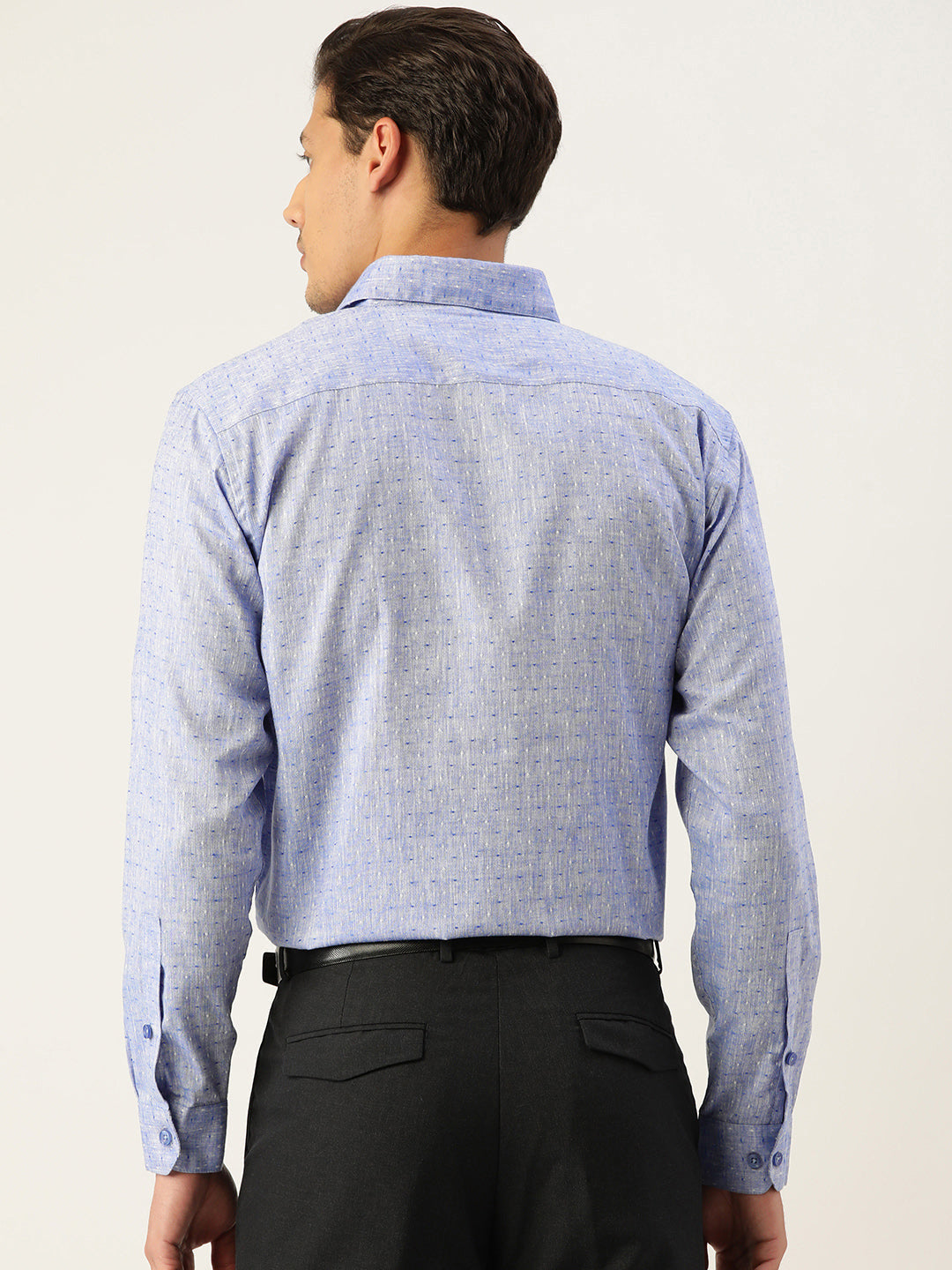 Jainish Men's Linen Cotton Polka Dots Formal Shirts ( SF 794Blue ) | Grocsy