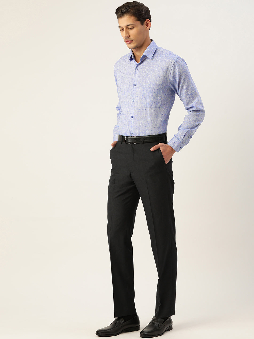 Jainish Men's Linen Cotton Polka Dots Formal Shirts ( SF 794Blue ) | Grocsy