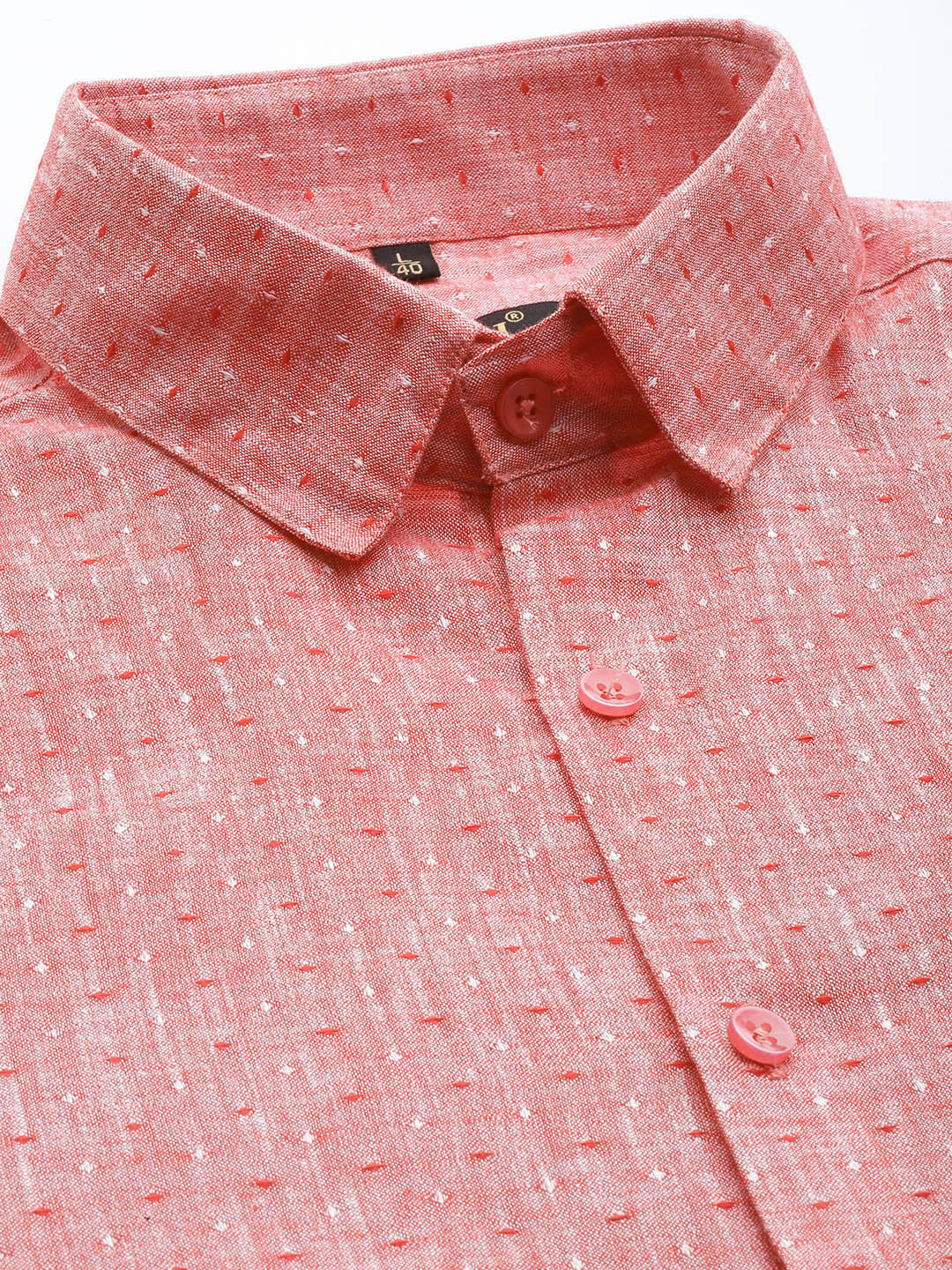 Jainish Men's Linen Cotton Polka Dots Formal Shirts ( SF 794Red ) | Grocsy