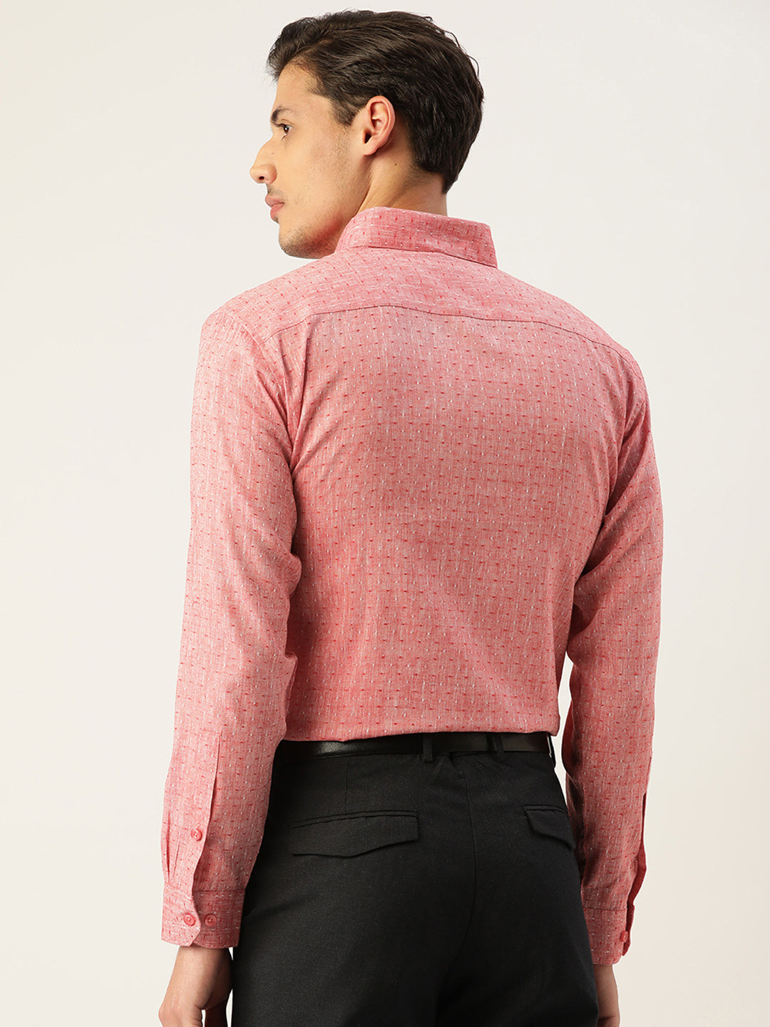 Jainish Men's Linen Cotton Polka Dots Formal Shirts ( SF 794Red ) | Grocsy