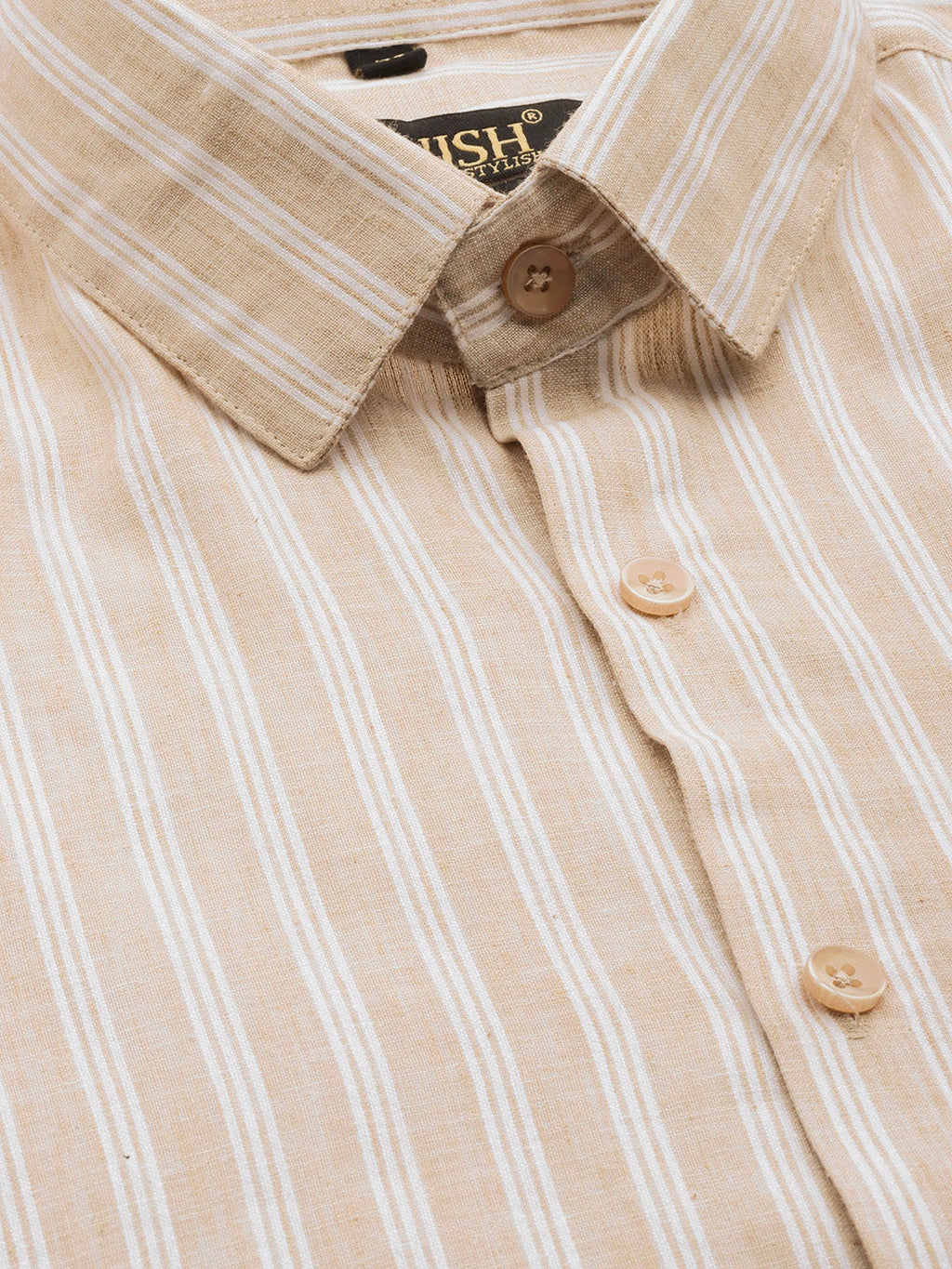 Jainish Men's Cotton Striped Formal Shirts ( SF 795Beige ) | Grocsy