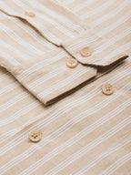 Jainish Men's Cotton Striped Formal Shirts ( SF 795Beige ) | Grocsy