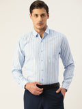 Jainish Men's Cotton Striped Formal Shirts ( SF 795Light-Blue ) | Grocsy