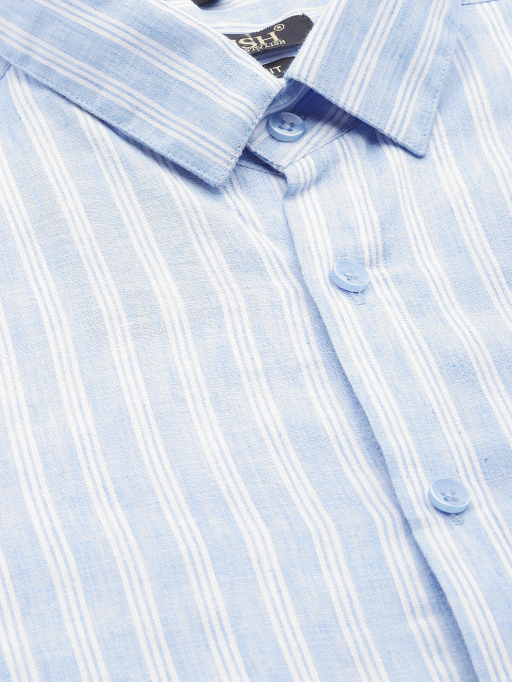 Jainish Men's Cotton Striped Formal Shirts ( SF 795Light-Blue ) | Grocsy