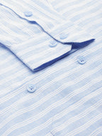 Jainish Men's Cotton Striped Formal Shirts ( SF 795Light-Blue ) | Grocsy
