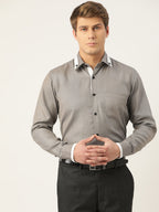 Jainish Men's Cotton Solid Formal Shirts ( SF 796Charcoal ) | Grocsy
