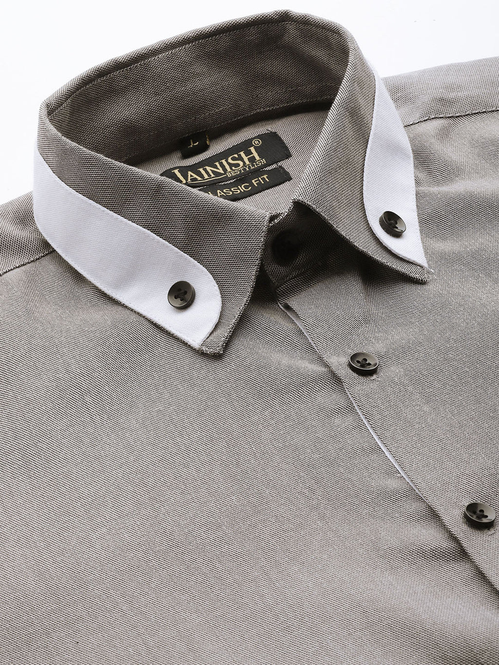 Jainish Men's Cotton Solid Formal Shirts ( SF 796Charcoal ) | Grocsy