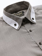 Jainish Men's Cotton Solid Formal Shirts ( SF 796Charcoal ) | Grocsy