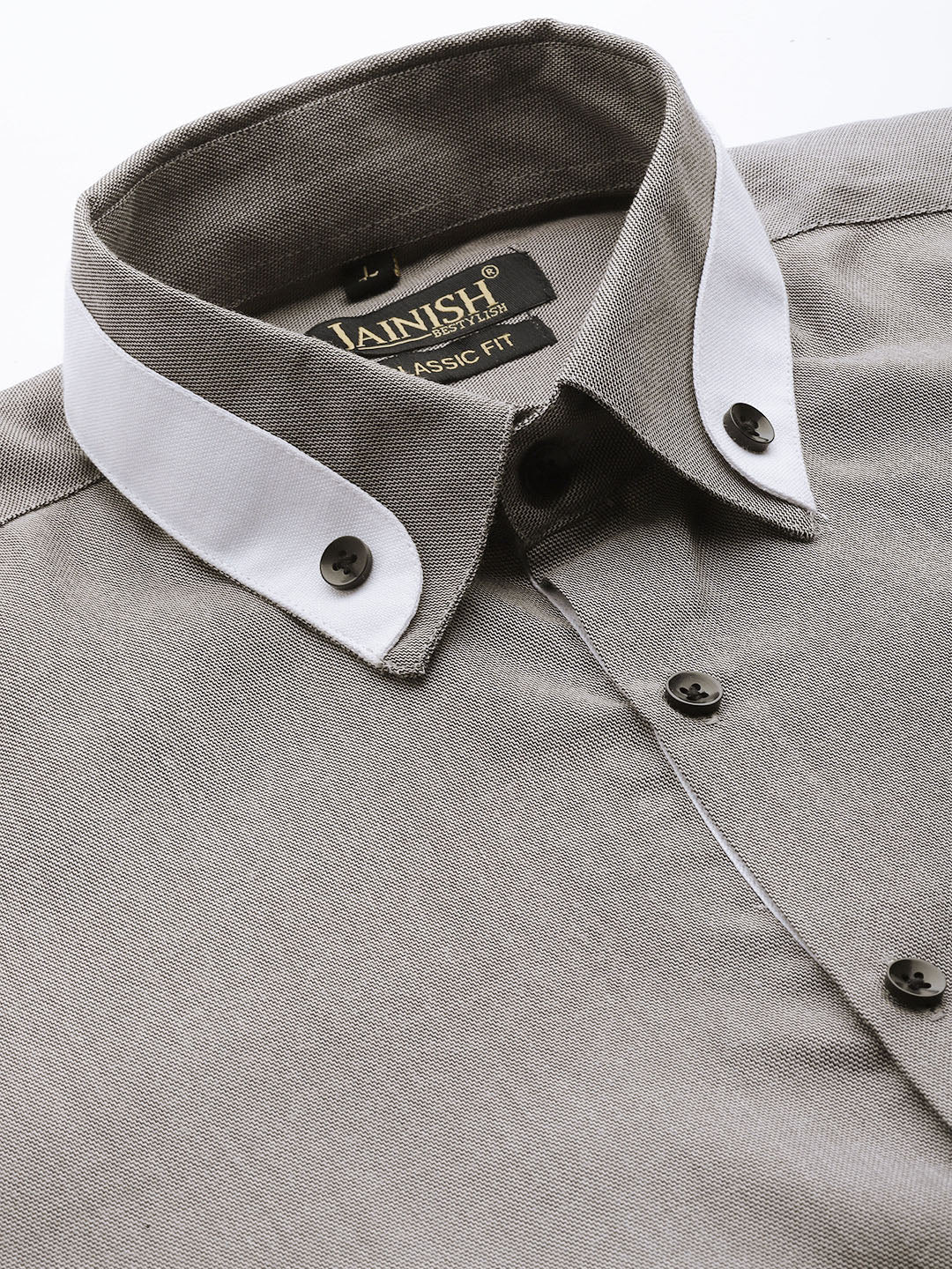 Jainish Men's Cotton Solid Formal Shirts ( SF 796Charcoal ) | Grocsy