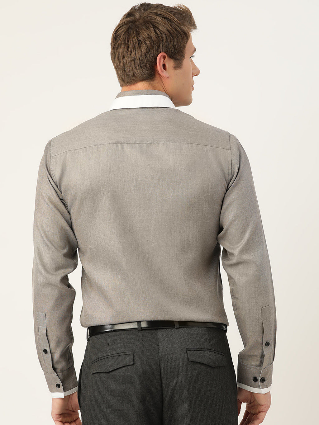 Jainish Men's Cotton Solid Formal Shirts ( SF 796Charcoal ) | Grocsy