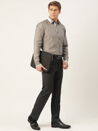 Jainish Men's Cotton Solid Formal Shirts ( SF 796Charcoal ) | Grocsy