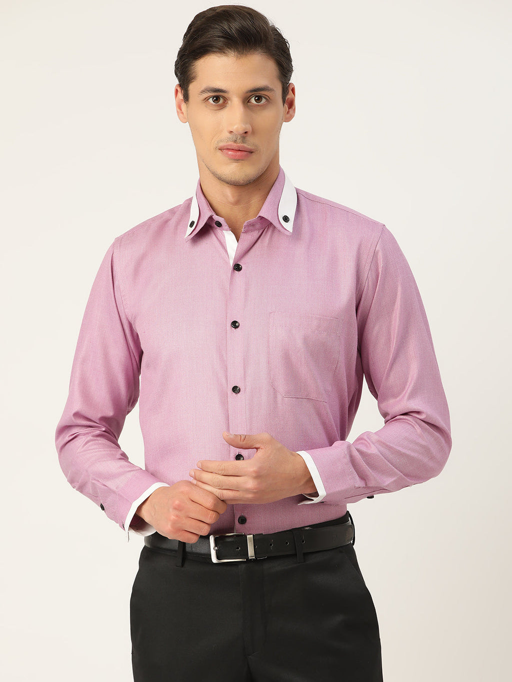 Jainish Men's Cotton Solid Formal Shirts ( SF 796Purple ) | Grocsy