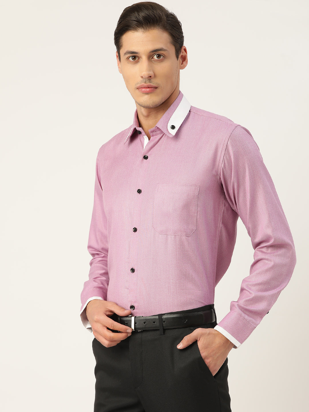 Jainish Men's Cotton Solid Formal Shirts ( SF 796Purple ) | Grocsy