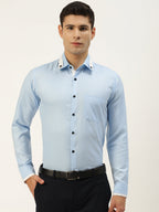 Jainish Men's Cotton Solid Formal Shirts ( SF 796Sky ) | Grocsy