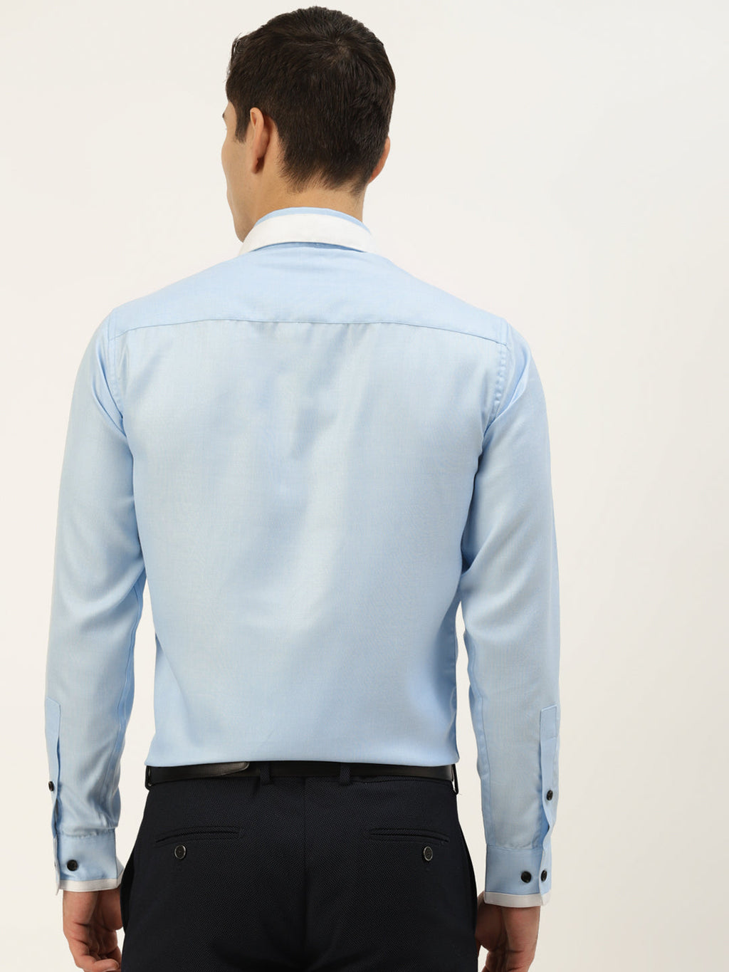 Jainish Men's Cotton Solid Formal Shirts ( SF 796Sky ) | Grocsy
