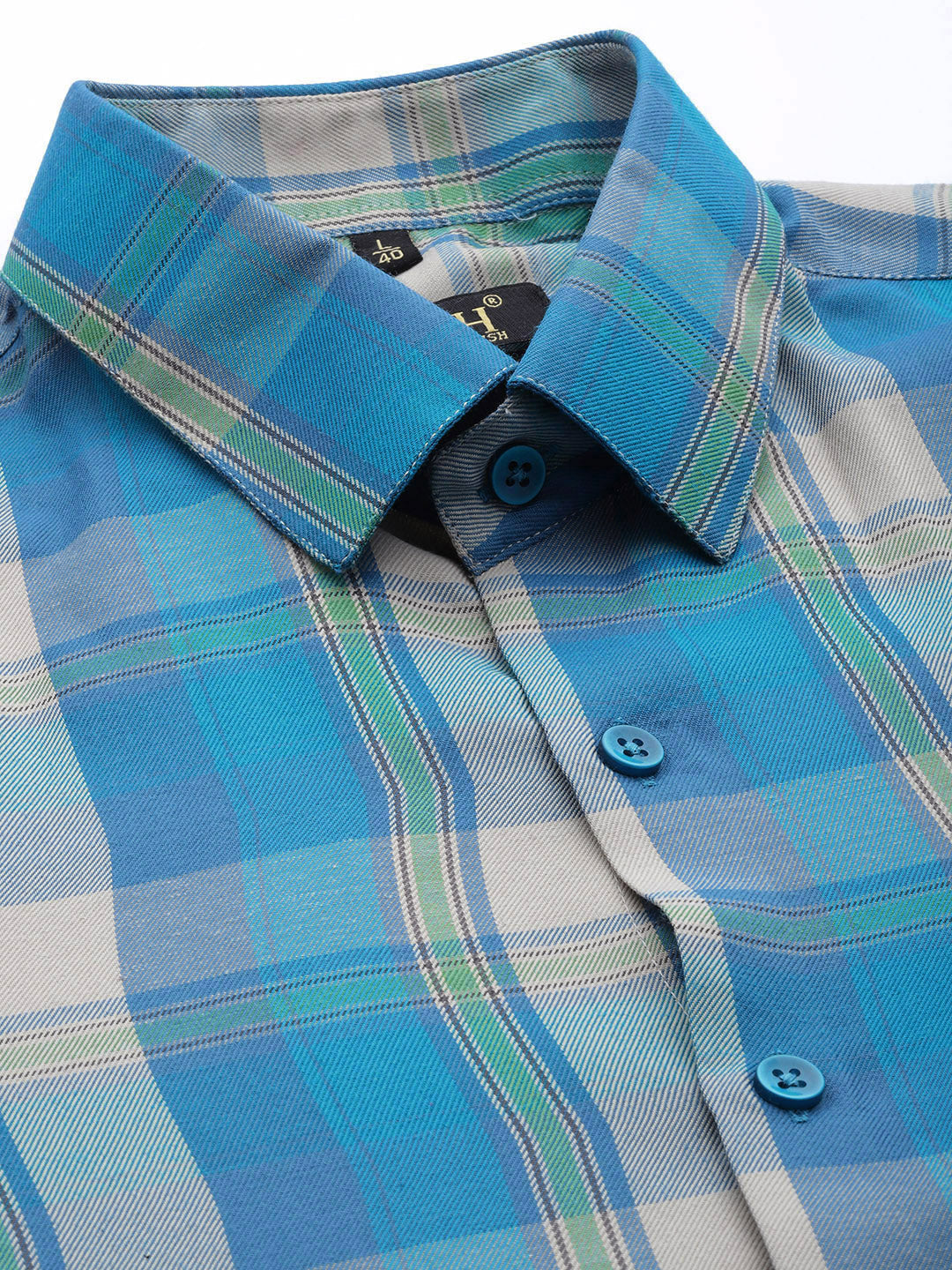 Jainish Men's Cotton Checked Formal Shirts ( SF 798Sky ) | Grocsy