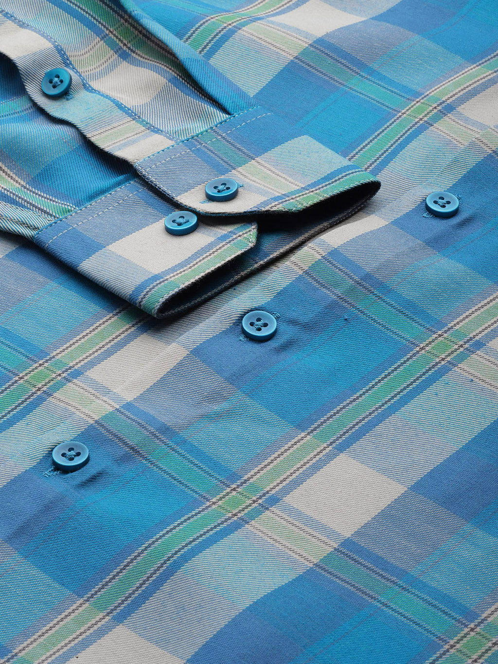 Jainish Men's Cotton Checked Formal Shirts ( SF 798Sky ) | Grocsy
