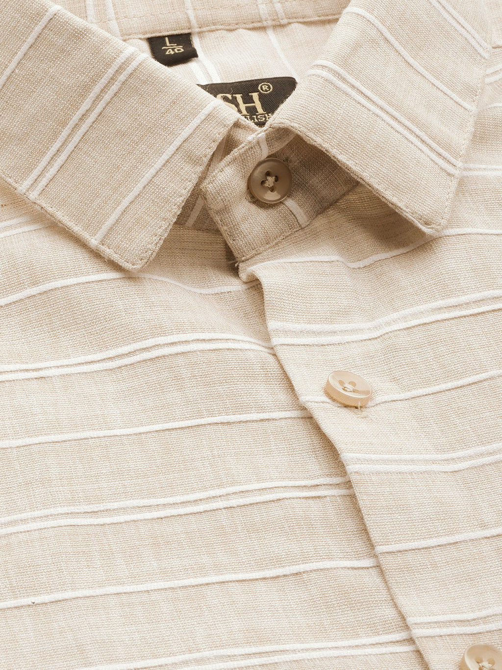 Jainish Men's Cotton Striped Formal Shirts ( SF 799Cream ) | Grocsy
