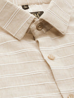 Jainish Men's Cotton Striped Formal Shirts ( SF 799Cream ) | Grocsy