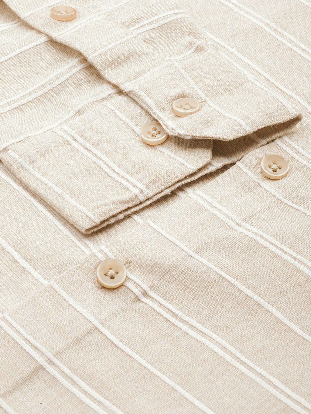Jainish Men's Cotton Striped Formal Shirts ( SF 799Cream ) | Grocsy