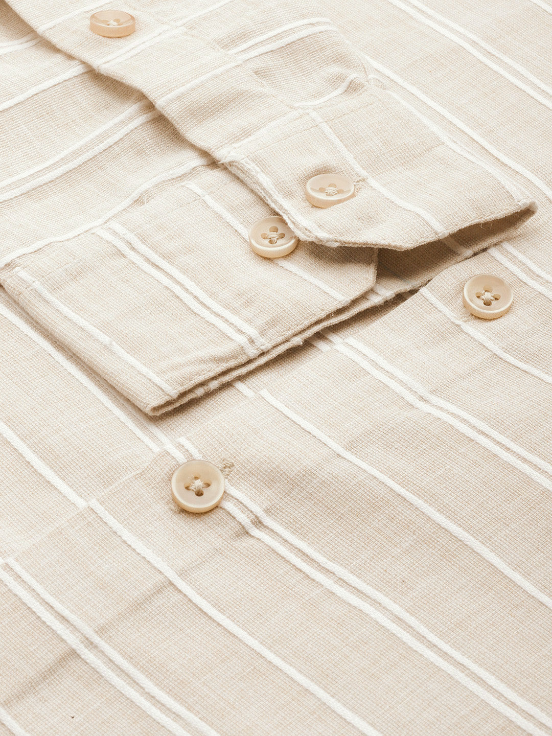 Jainish Men's Cotton Striped Formal Shirts ( SF 799Cream ) | Grocsy