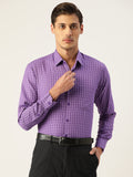Jainish Men's Cotton Checked Formal Shirts ( SF 800Voilet ) | Grocsy