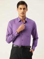 Jainish Men's Cotton Checked Formal Shirts ( SF 800Voilet ) | Grocsy