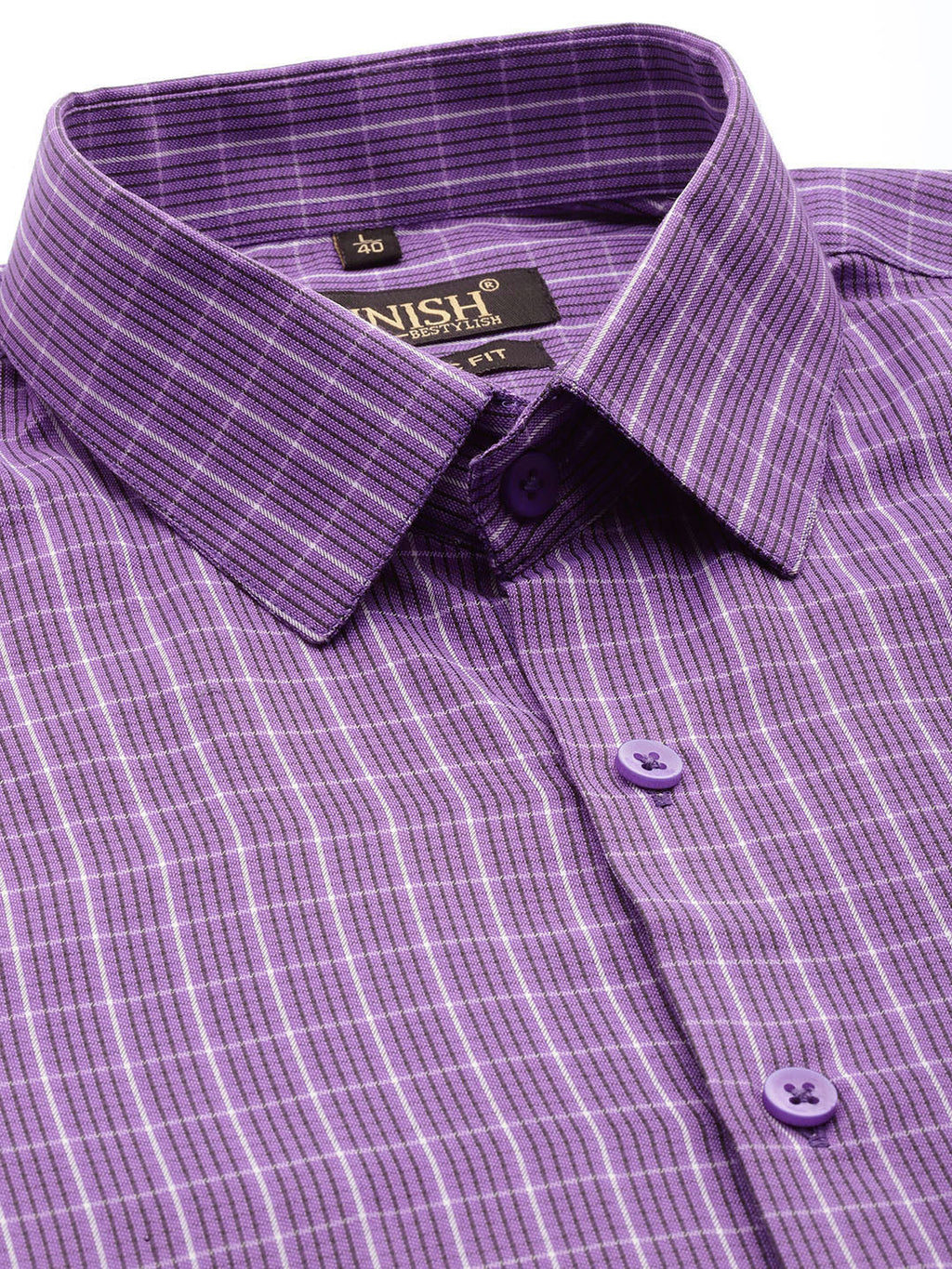 Jainish Men's Cotton Checked Formal Shirts ( SF 800Voilet ) | Grocsy