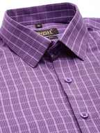 Jainish Men's Cotton Checked Formal Shirts ( SF 800Voilet ) | Grocsy