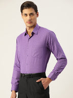 Jainish Men's Cotton Checked Formal Shirts ( SF 800Voilet ) | Grocsy