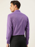 Jainish Men's Cotton Checked Formal Shirts ( SF 800Voilet ) | Grocsy