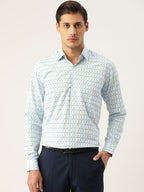 Jainish Men's Cotton Striped Formal Shirts ( SF 801Sky ) | Grocsy