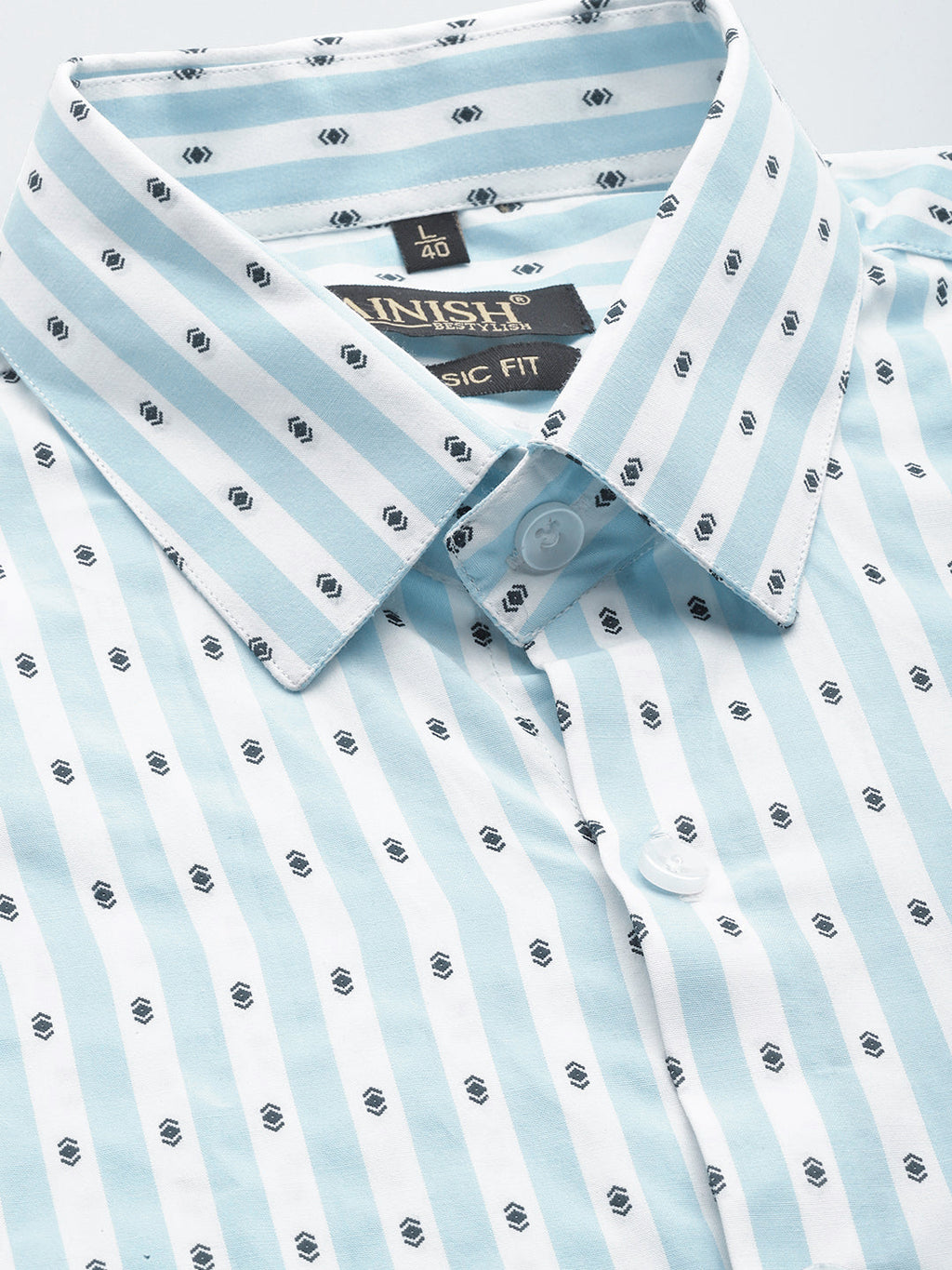 Jainish Men's Cotton Striped Formal Shirts ( SF 801Sky ) | Grocsy