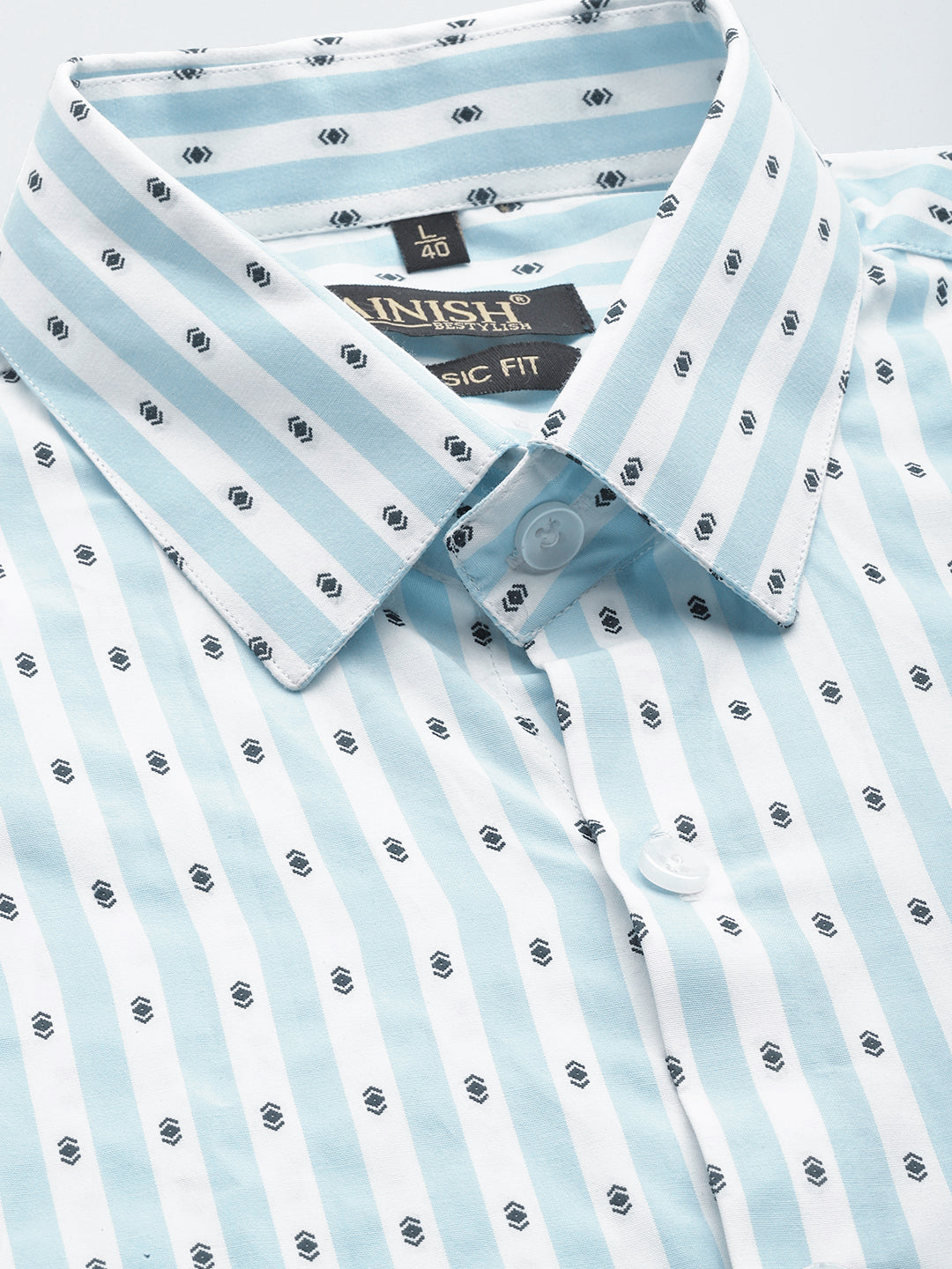 Jainish Men's Cotton Striped Formal Shirts ( SF 801Sky ) | Grocsy