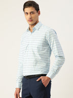 Jainish Men's Cotton Striped Formal Shirts ( SF 801Sky ) | Grocsy