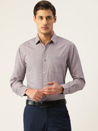 Jainish Men's Cotton Micro Checked Formal Shirts - Grey | Grocsy