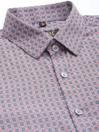 Jainish Men's Cotton Micro Checked Formal Shirts - Grey | Grocsy