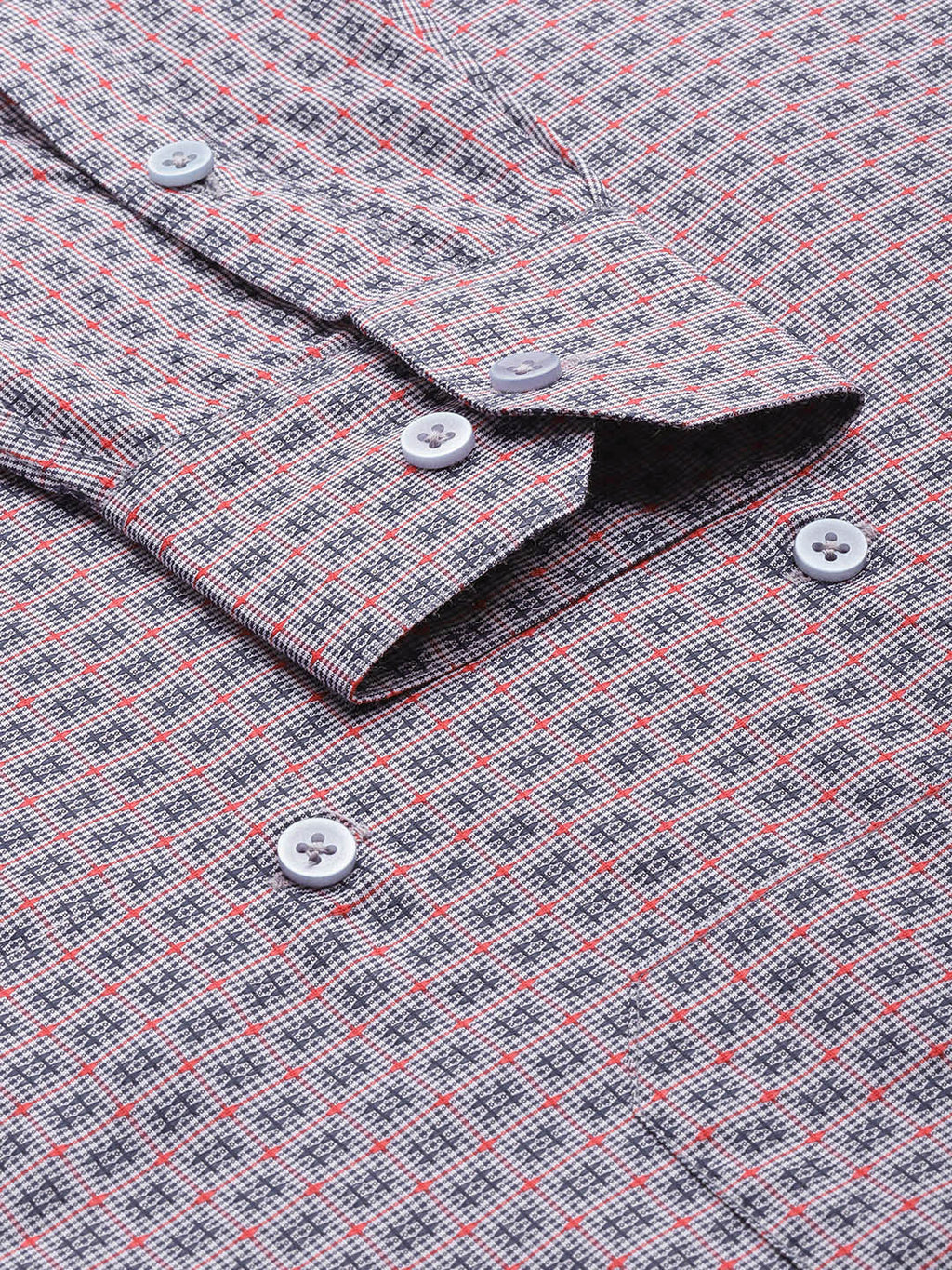 Jainish Men's Cotton Micro Checked Formal Shirts - Grey | Grocsy