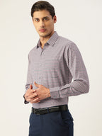 Jainish Men's Cotton Micro Checked Formal Shirts - Grey | Grocsy
