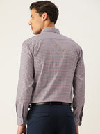Jainish Men's Cotton Micro Checked Formal Shirts - Grey | Grocsy