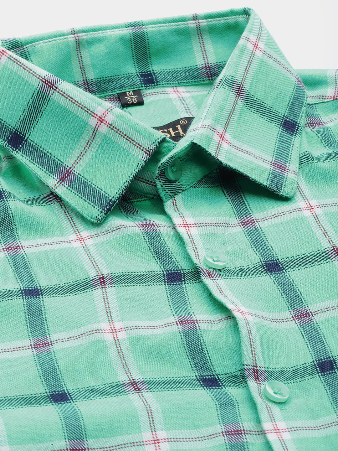 Jainish Men's Cotton Checked Formal Shirts ( SF 803Green ) | Grocsy