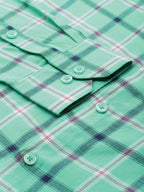 Jainish Men's Cotton Checked Formal Shirts ( SF 803Green ) | Grocsy