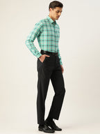 Jainish Men's Cotton Checked Formal Shirts ( SF 803Green ) | Grocsy