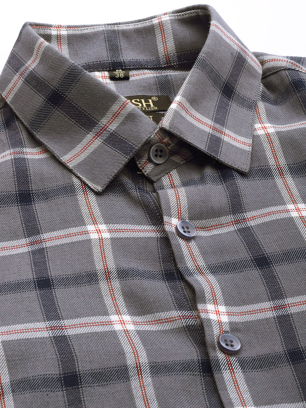 Jainish Men's Cotton Checked Formal Shirts ( SF 803Grey ) | Grocsy