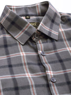 Jainish Men's Cotton Checked Formal Shirts ( SF 803Grey ) | Grocsy