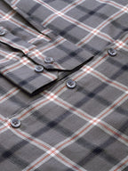 Jainish Men's Cotton Checked Formal Shirts ( SF 803Grey ) | Grocsy